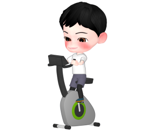 エアロバイクで運動をする人のイラスト