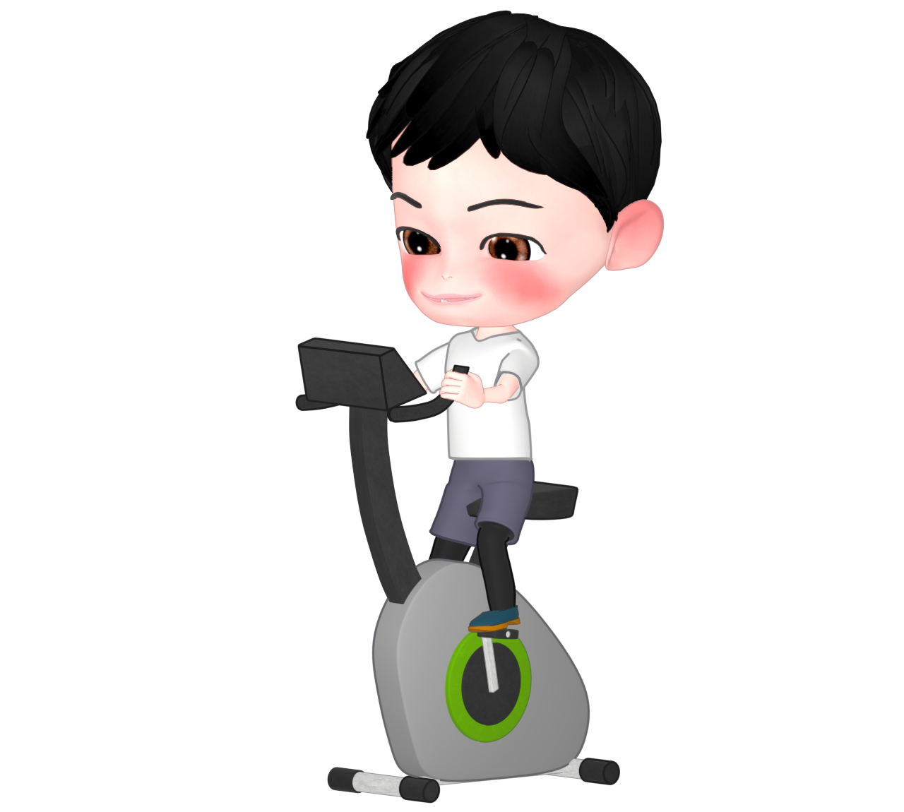 エアロバイクで運動をする人のイラスト