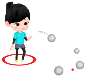 ペタンクでボールを投げる女性のイラスト