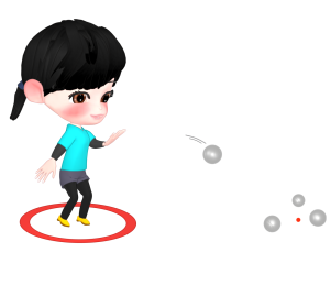 ペタンクでボールを投げる女性のイラスト