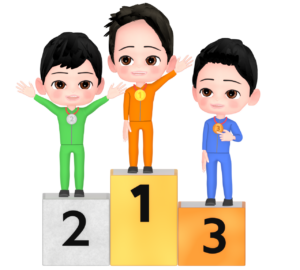 表彰台に乗る選手のイラスト