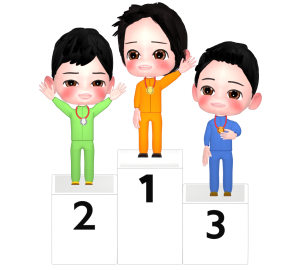 表彰台に乗る選手のイラスト