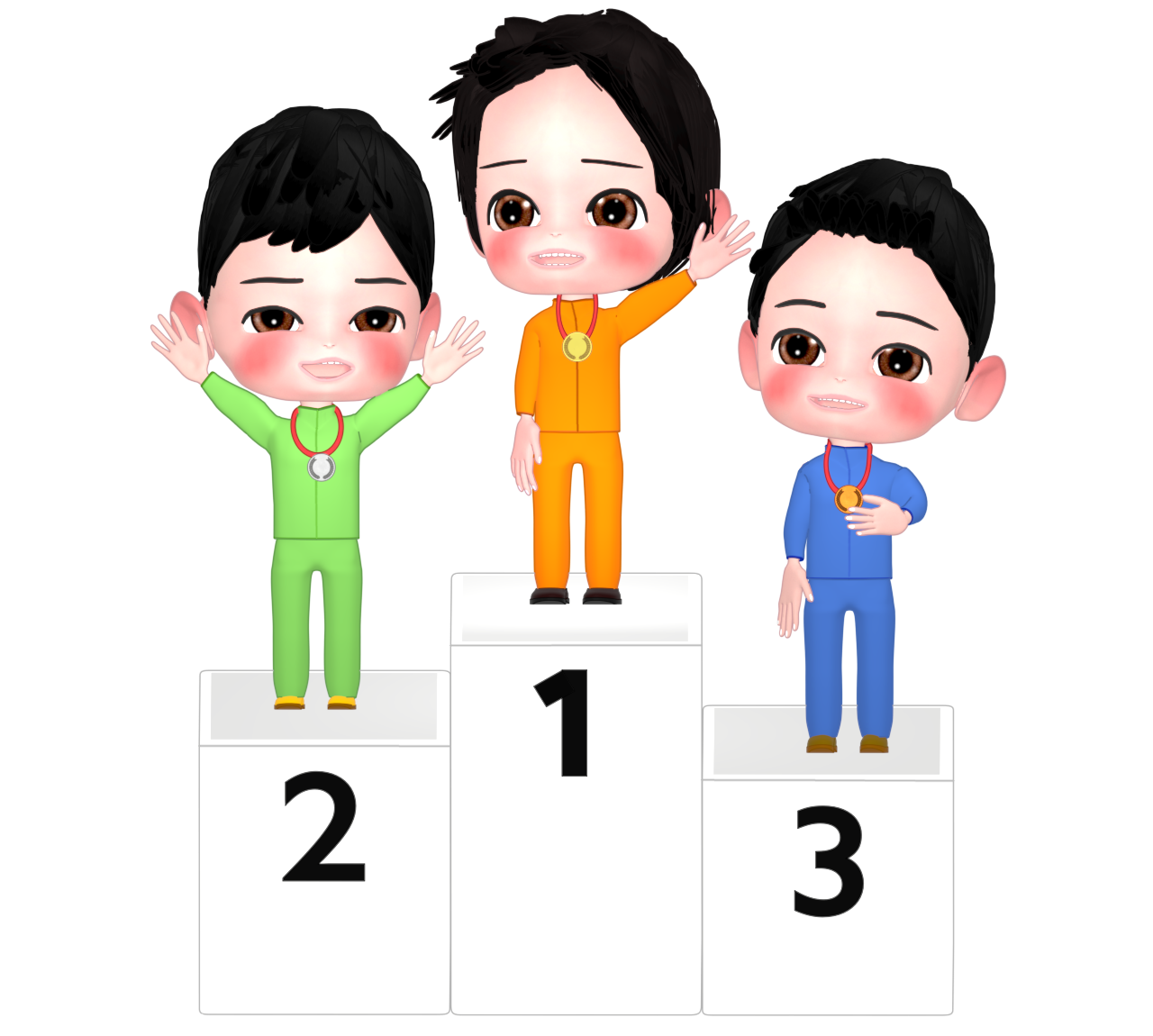 表彰台に乗る選手のイラスト