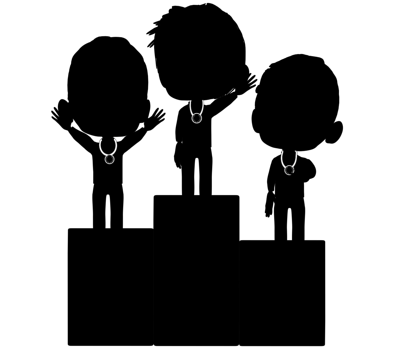 表彰台に乗る選手のシルエット