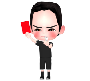 レッドカードを出す審判のイラスト