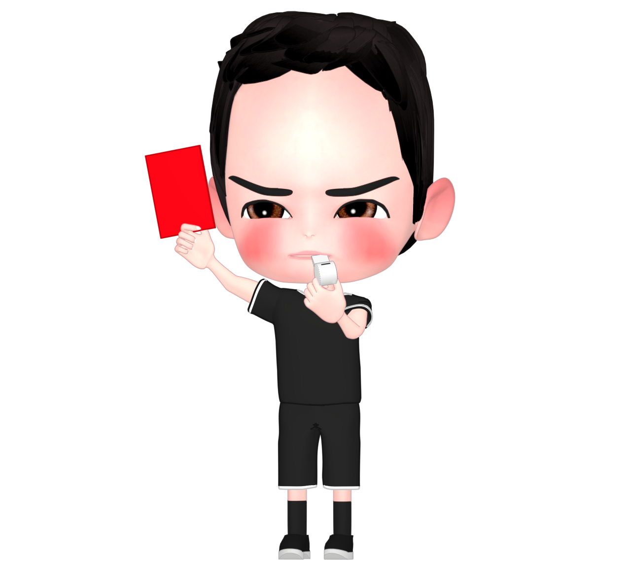 レッドカードを出す審判のイラスト