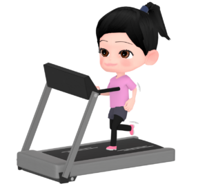 ランニングマシンで運動をする女性のイラスト