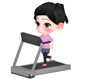 ランニングマシンで運動をする女性のイラスト