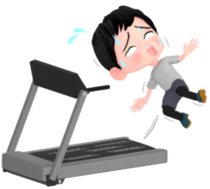 ランニングマシンで転倒をする人のイラスト