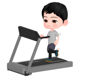 ランニングマシン・ルームランナーで走る男性のイラスト