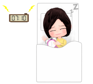 二度寝をする女性のイラスト