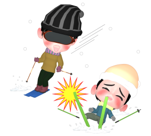 スキー場の事故のイラスト