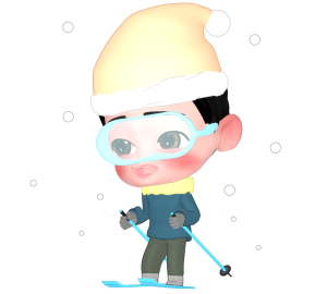スキーをする子供のイラスト