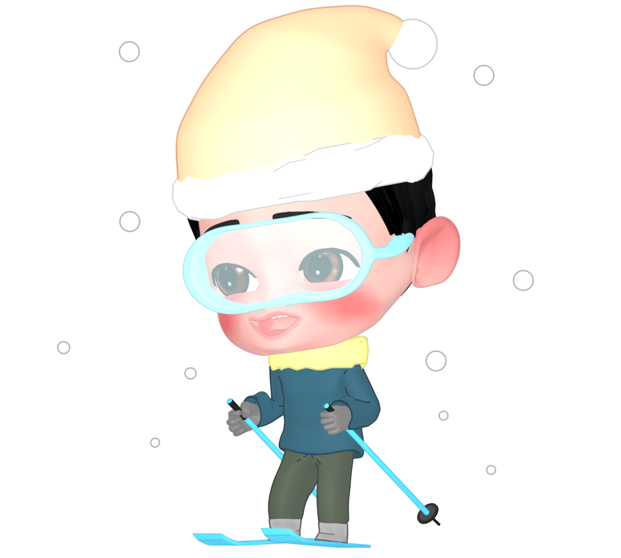 スキーをする子供のイラスト