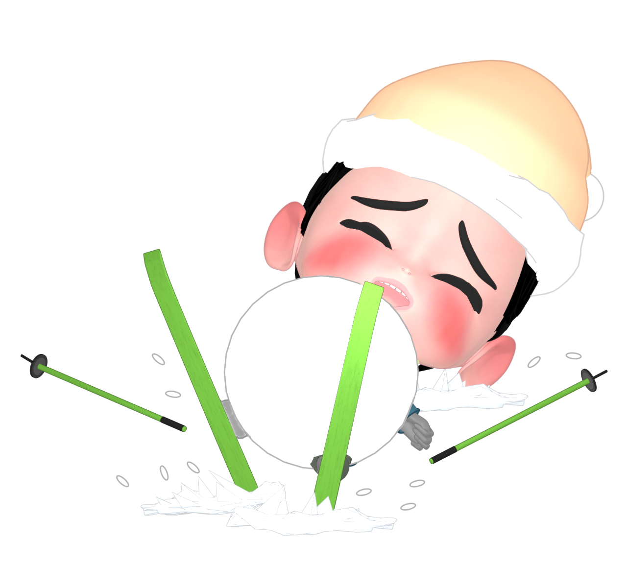 スキーで転ぶイラスト