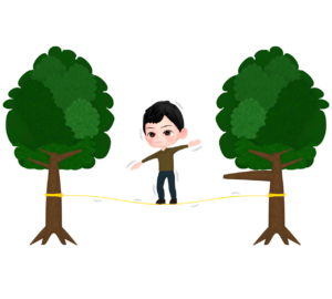 スラックラインのイラスト