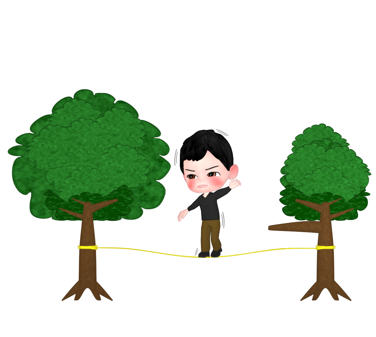 スラックラインのイラスト