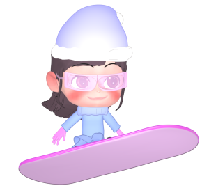 スノーボードをするかわいい女の子のイラスト