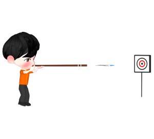 スポーツ吹矢で的を狙う人のイラスト