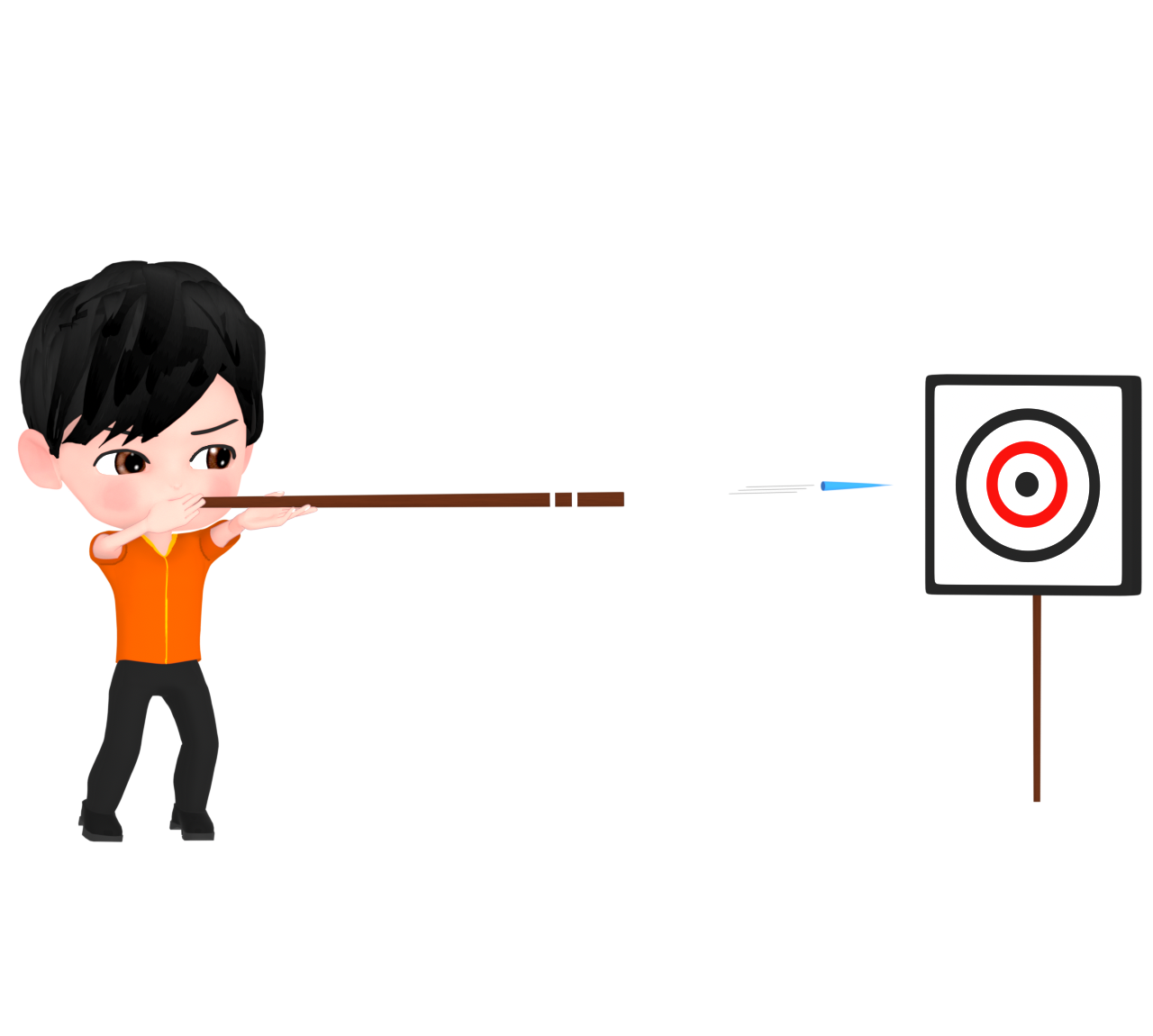 スポーツ吹矢で的を狙う人のイラスト