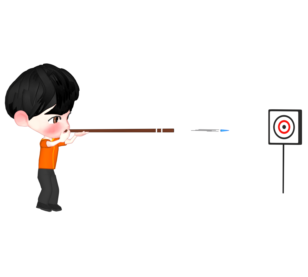 スポーツ吹矢で的を狙う人のイラスト