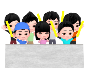 スポーツ観戦をする観客のイラスト