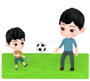 スポーツをする親子のイラスト