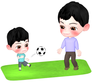 スポーツをする親子のイラスト