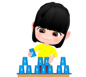 スポーツスタッキングを楽しむ女性のイラスト