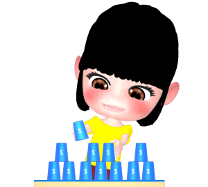 スポーツスタッキングを楽しむ女性のイラスト