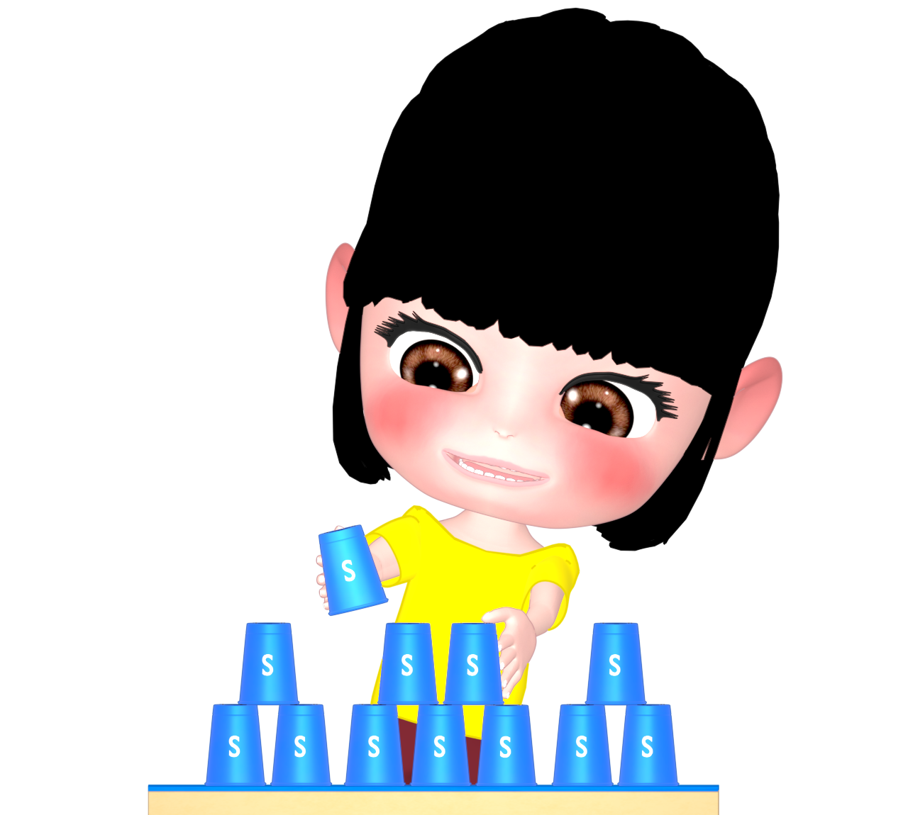 スポーツスタッキングを楽しむ女性のイラスト