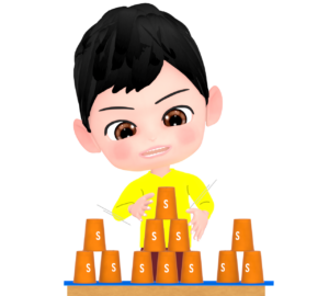 スポーツスタッキングをする人のイラスト