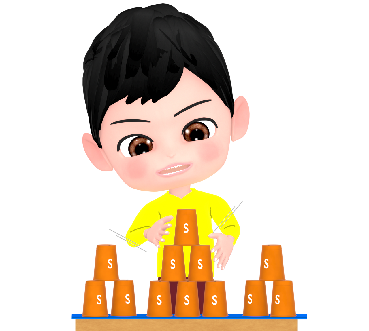 スポーツスタッキングをする人のイラスト