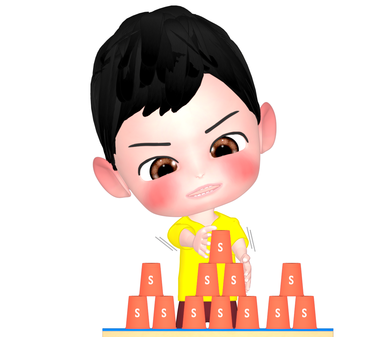 スポーツスタッキングをする人のイラスト