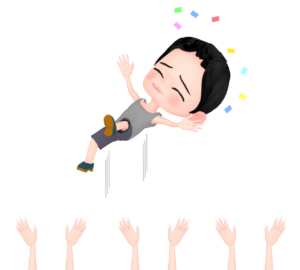 スポーツマンを胴上げするイラスト