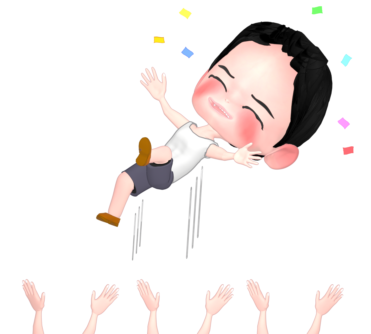 スポーツマンを胴上げするイラスト