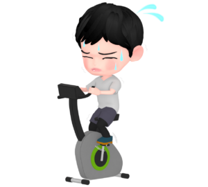 エアロバイクでトレーニングをするイラスト