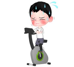 エアロバイクでトレーニングをするイラスト