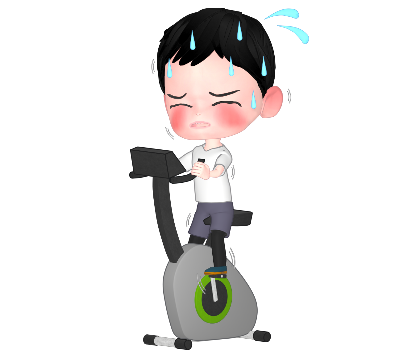 エアロバイクでトレーニングをするイラスト