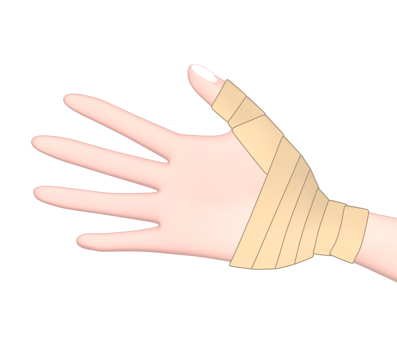 テーピングをした手のイラスト