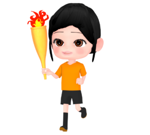 聖火ランナーの女性のイラスト