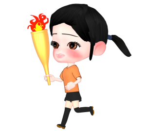 聖火ランナーの女性のイラスト