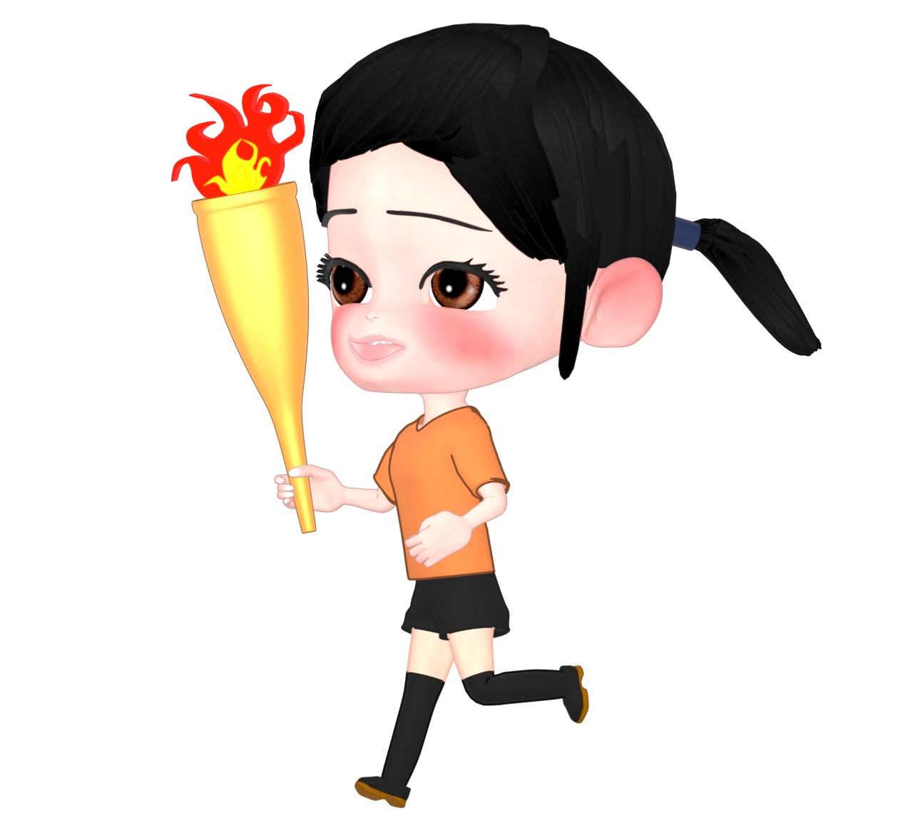 聖火ランナーの女性のイラスト