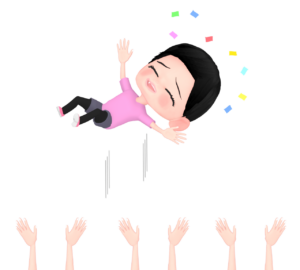 胴上げをされるスポーツ選手の女性のイラスト