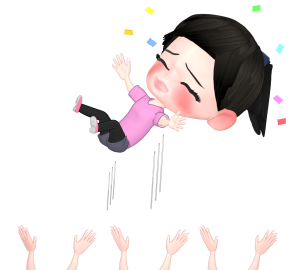 胴上げをされるスポーツ選手の女性のイラスト