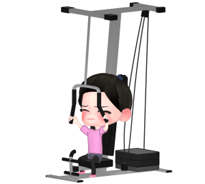 トレーニングマシンで体を鍛える女性のイラスト