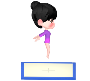 トランポリンをする女子の体操選手のイラスト