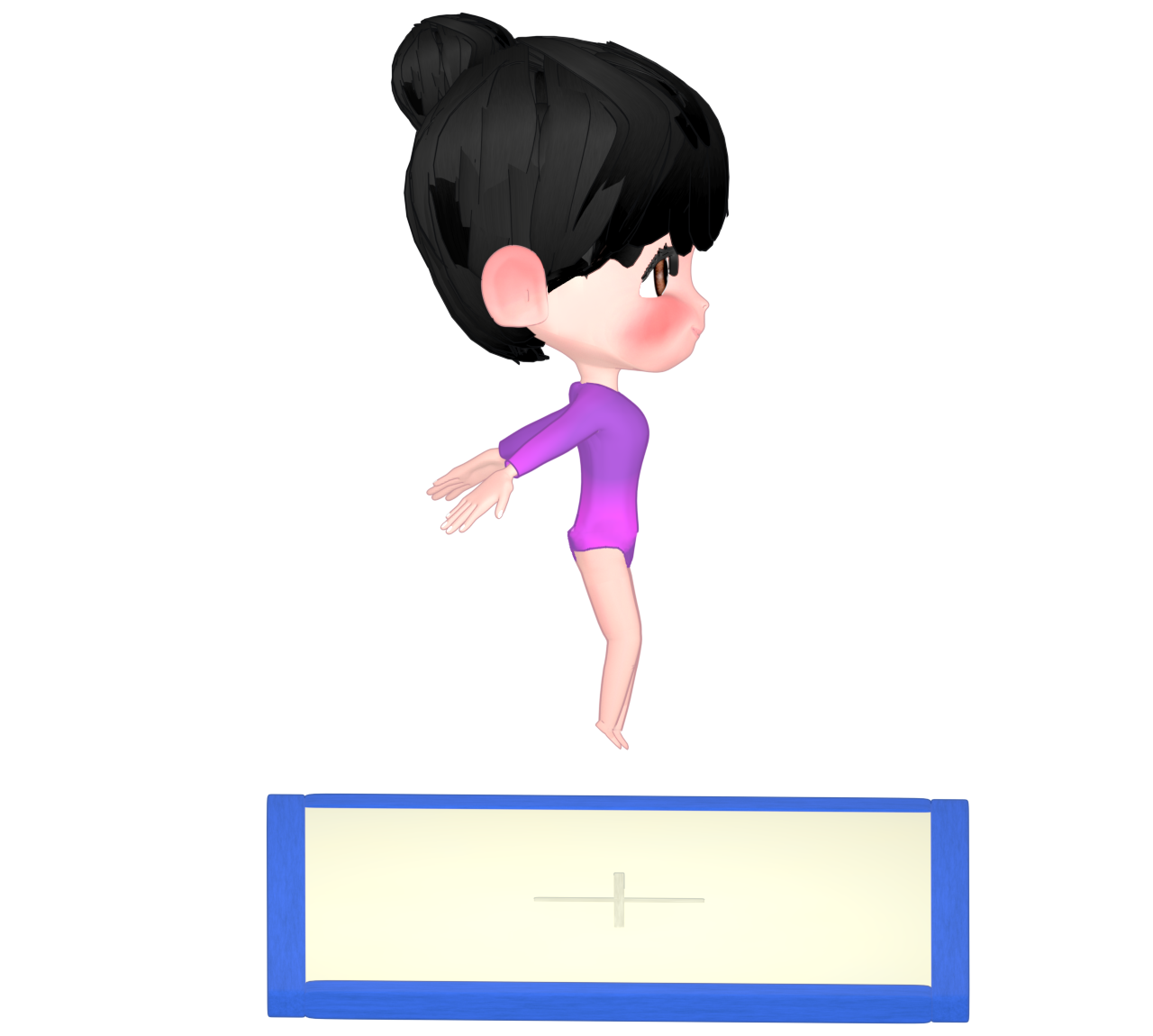 トランポリンをする女子の体操選手のイラスト