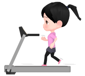 ルームランナーで走る女性のイラスト