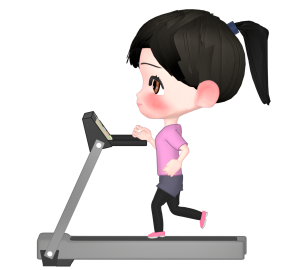 ルームランナーで走る女性のイラスト